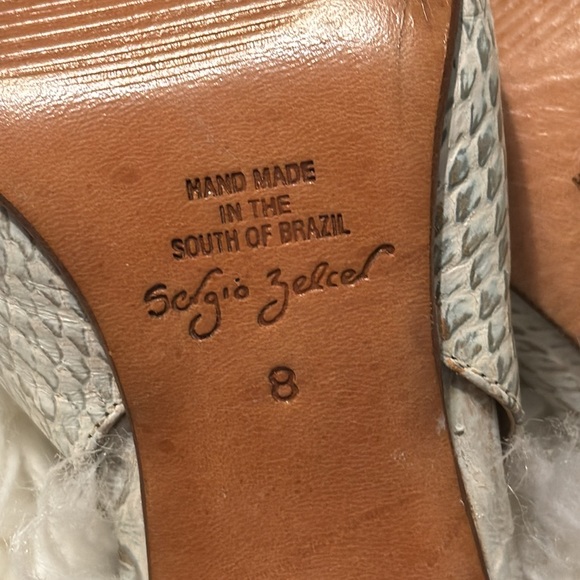 Sergio Zelcer Leather Pointed-Toe High Heel Slingback Pumps Size 8 - Picture 5 of 7